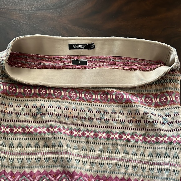Lauren Ralph Lauren Fair Isle Linen-Blend Pencil Skirt. - Picture 11 of 13